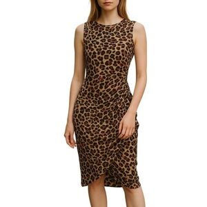 BALENCIAGA Animal Print Stretch Body Conturing Sleeveless Dress - Size 6